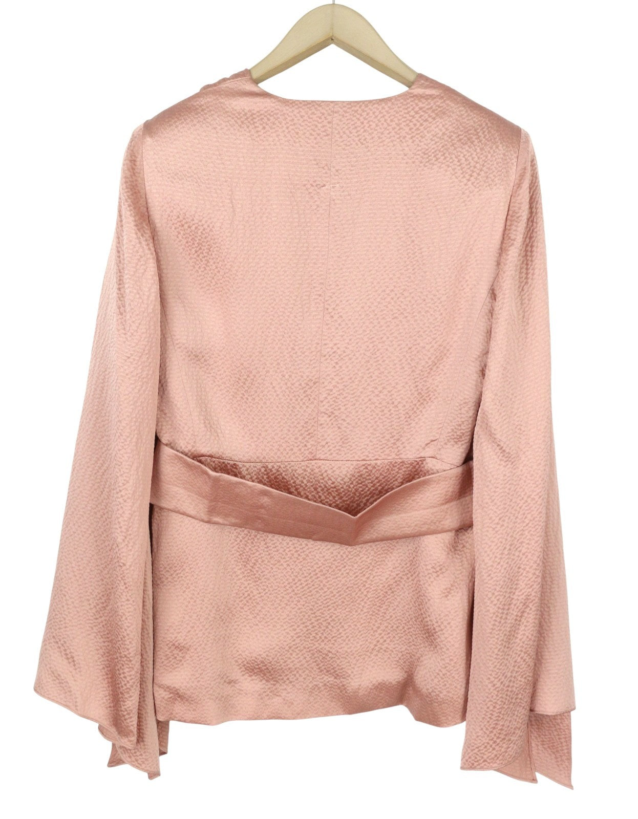MAX MARA Bridal Occhi Women Blouse EU44 Pink Silk Wrap Belted Texture