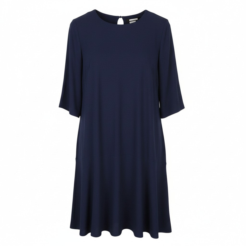 MAX MARA Weekend Women Dress EU36 Navy Crew 3/4 Sleeve Knee-Length