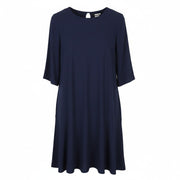 MAX MARA Weekend Women Dress EU36 Navy Crew 3/4 Sleeve Knee-Length