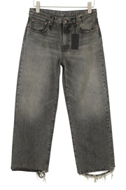 R13 D'Arcy Loose Women Jeans 27 Leyton Black Fade Whisker Rip PF26