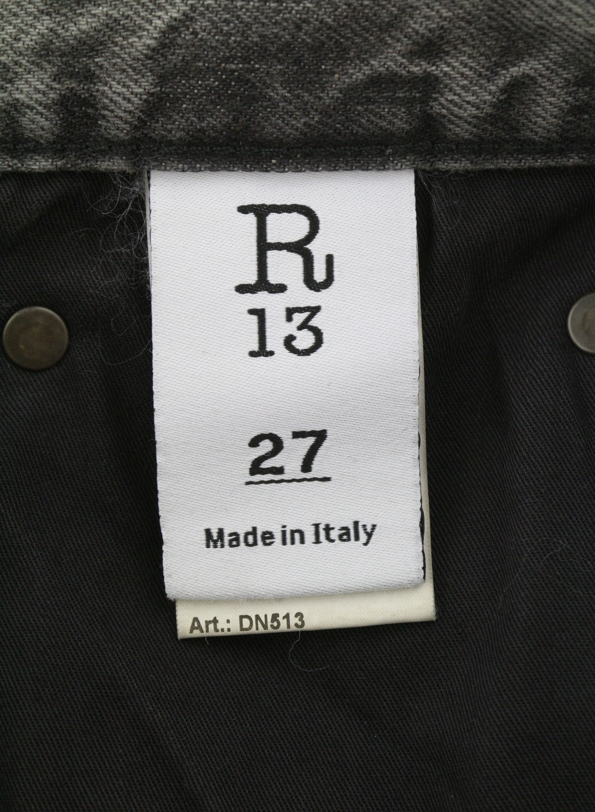 R13 D'Arcy Loose Women Jeans 27 Leyton Black Fade Whisker Rip PF26