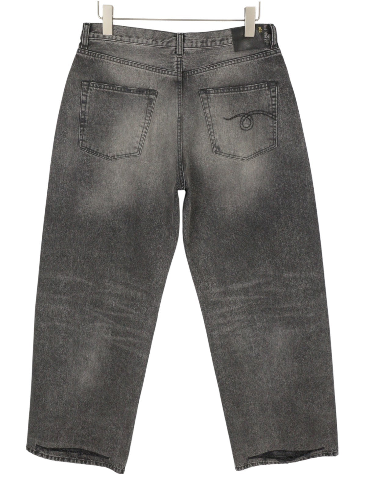 R13 D'Arcy Loose Men Jeans 33 Polaris Black Whisker Ripped PS26 RRP895