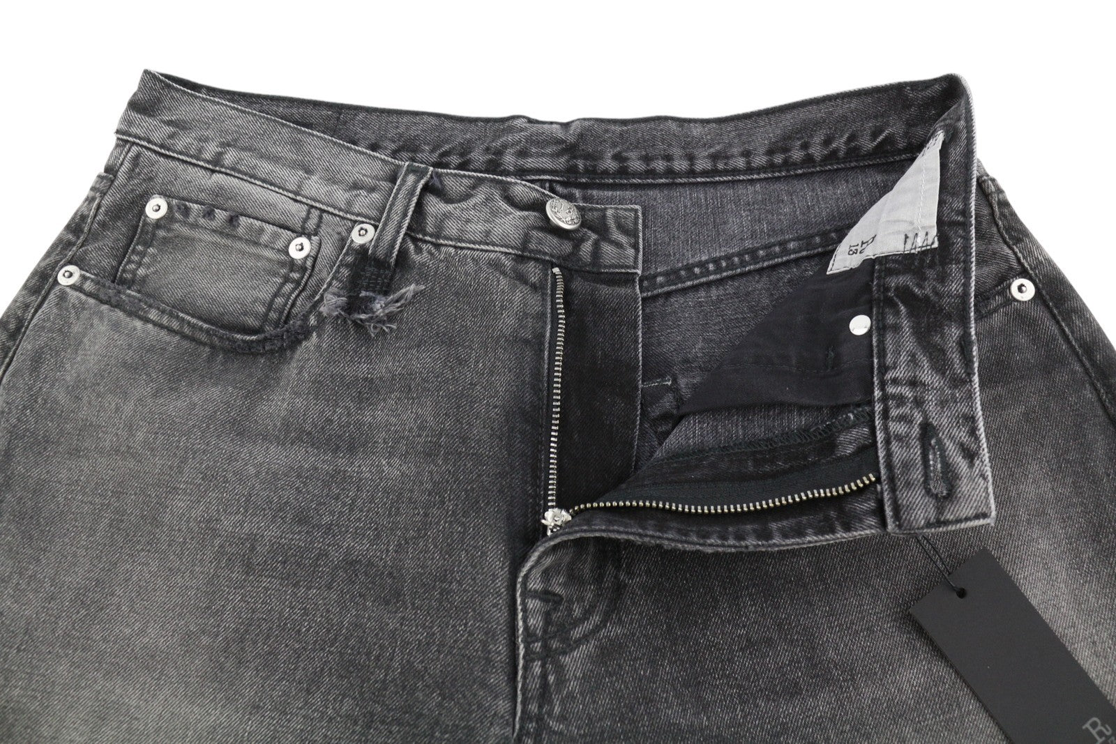 R13 D'Arcy Loose Men Jeans 30 Polaris Black Whisker Fade PS26 RRP895