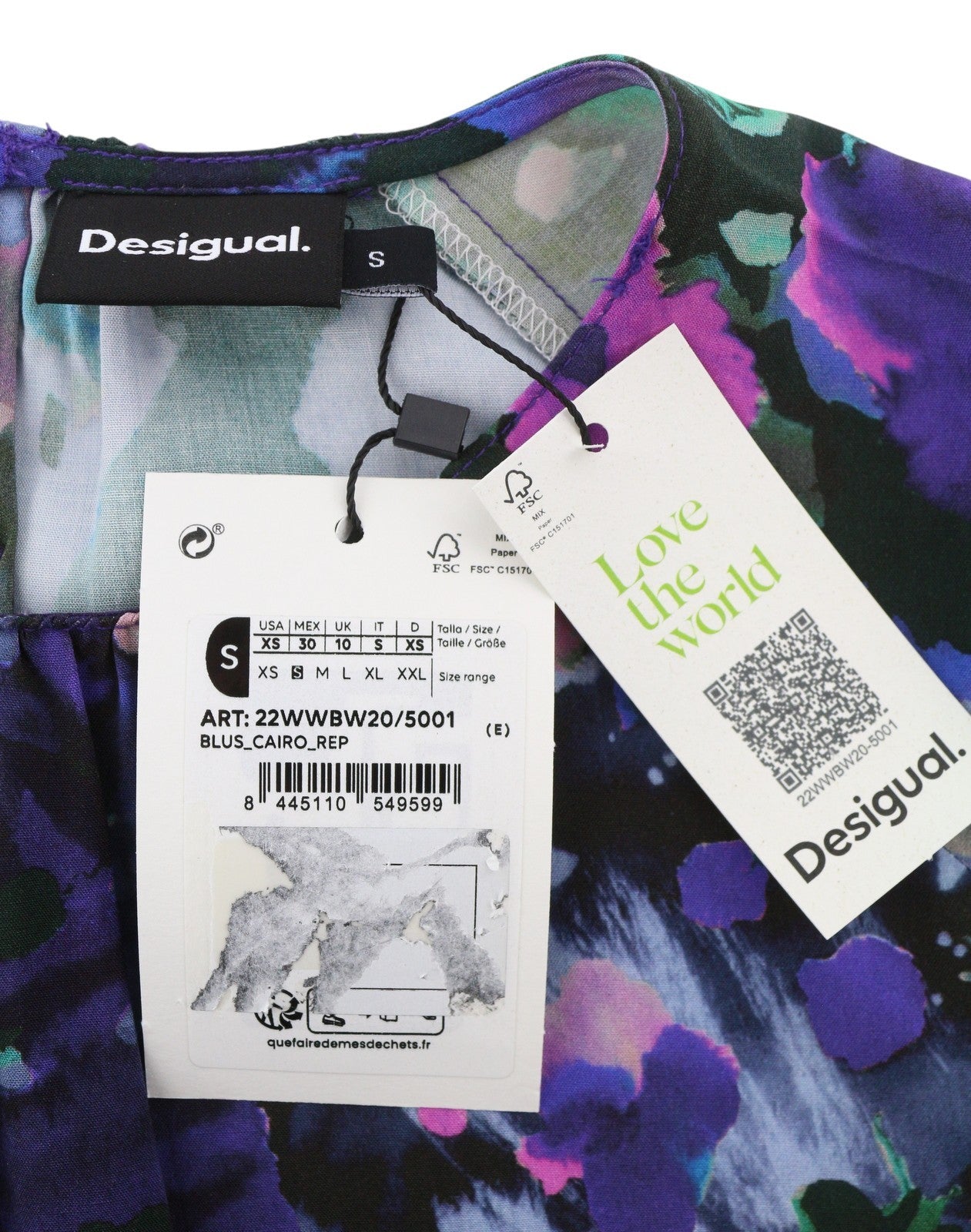 DESIGUAL Blus Cairo Rep Women Blouse S Bright Floral Long Sleeve