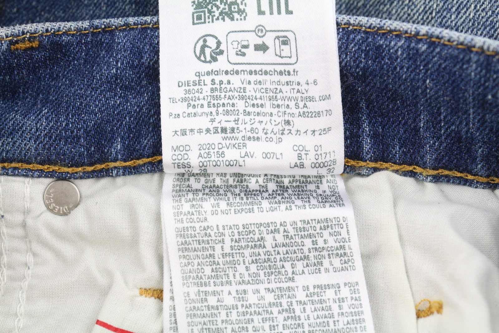 DIESEL 2020 D-Viker 007L1 Men Jeans W28/L32 Straight Regular RRP352