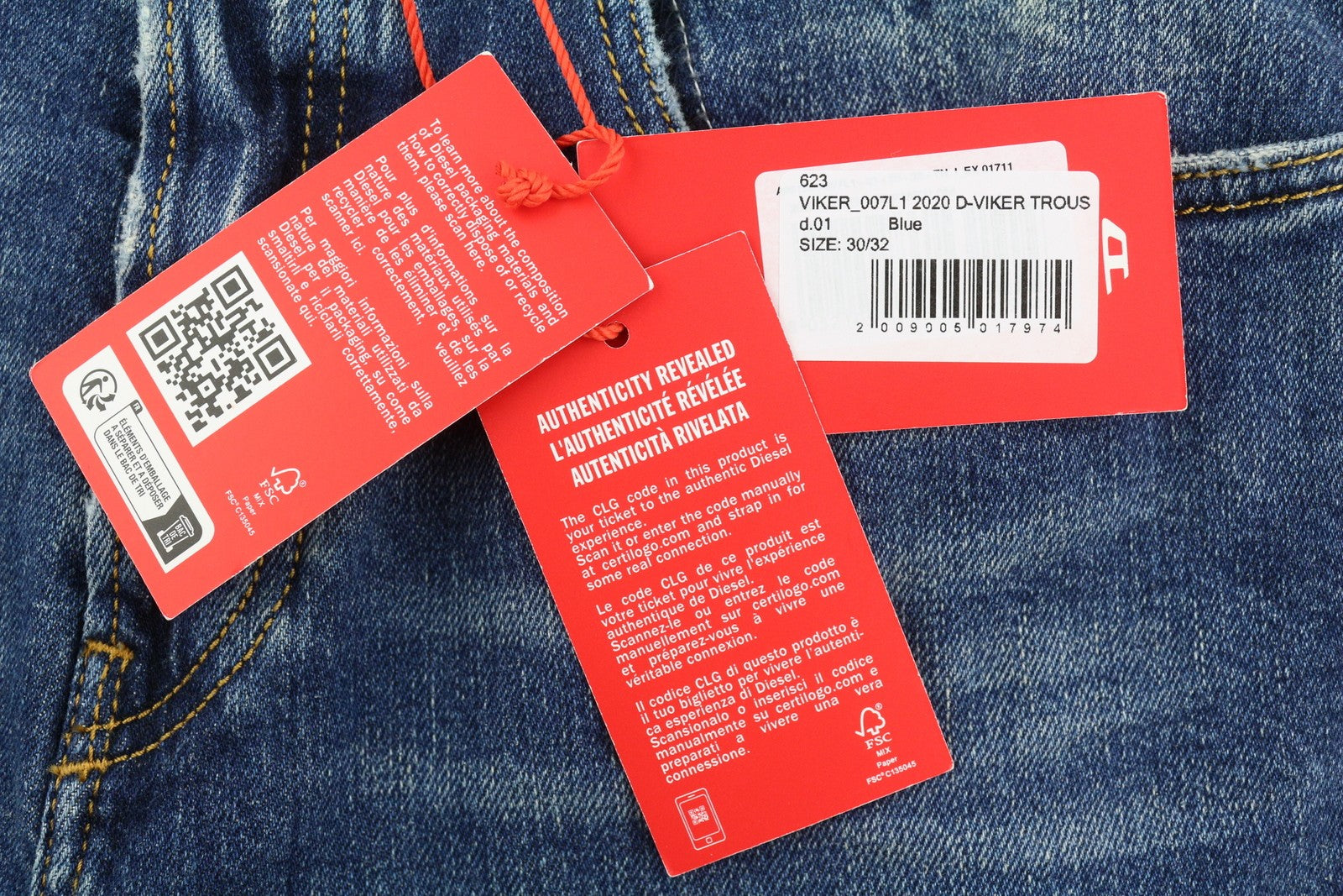DIESEL 2020 D-Viker 007L1 Men Jeans W30/L32 Regular Straight RRP352