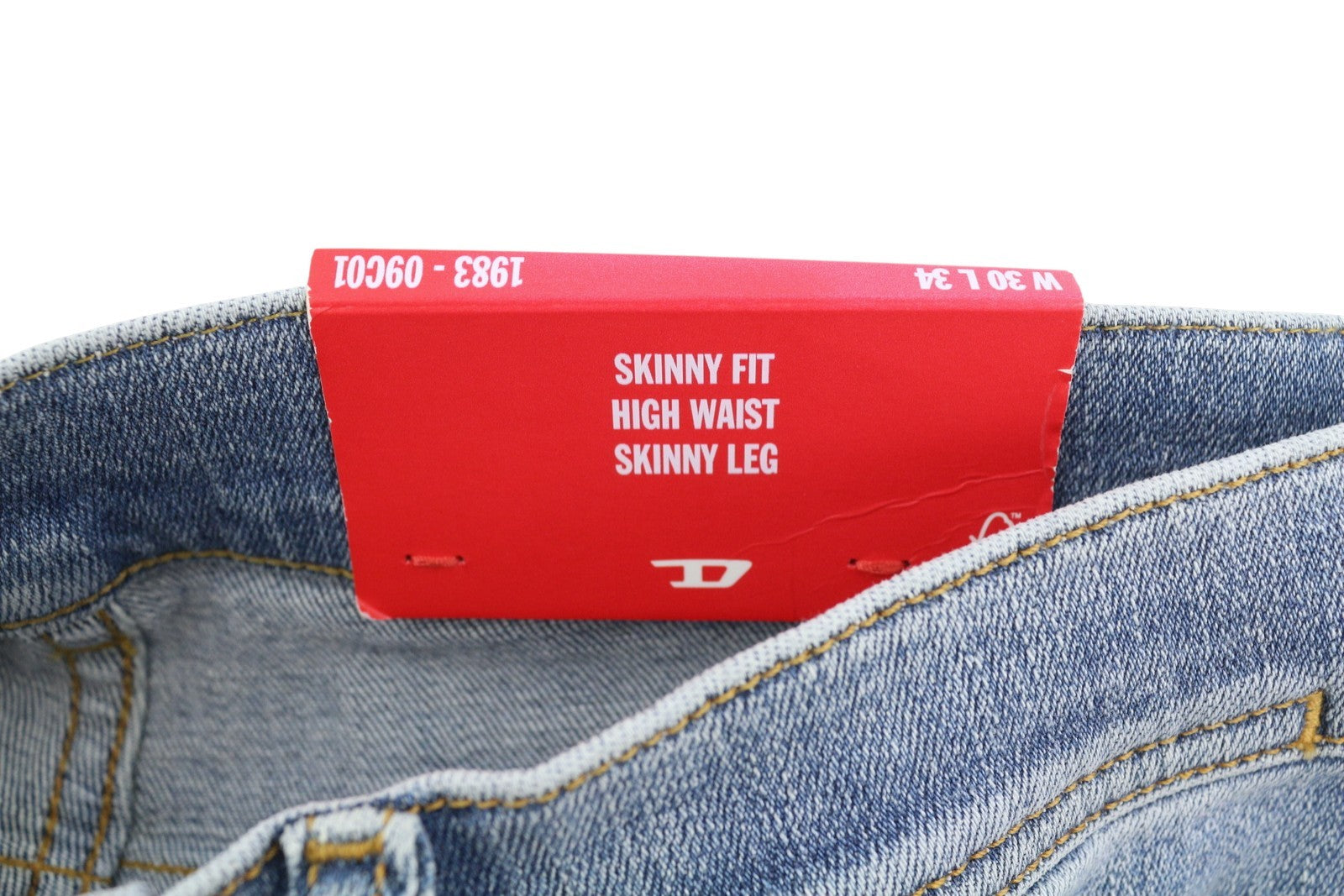 DIESEL 1983 09C01 Men Jeans W30/L34 Blue Whisker Fade Skinny High Waist