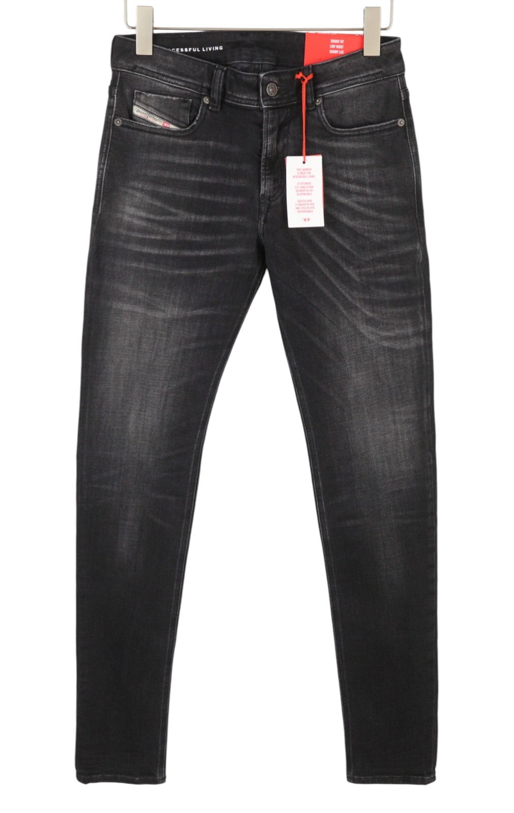 DIESEL 1979 Sleenker 09G54 Men Jeans W29/L34 Black Fade Skinny Low Waist