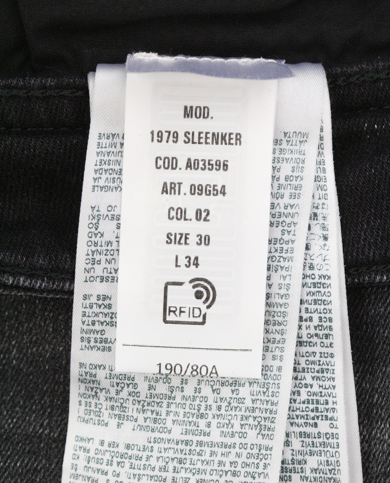 DIESEL 1979 Sleenker 09G54 Men Jeans W30/L34 Black Washed Skinny Low Waist