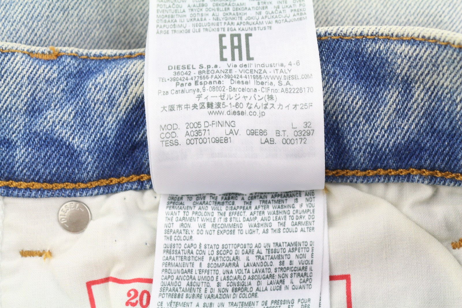 DIESEL 2005 D-Fining 09E86 Men Jeans W30/L32 Blue Faded Taper Regular