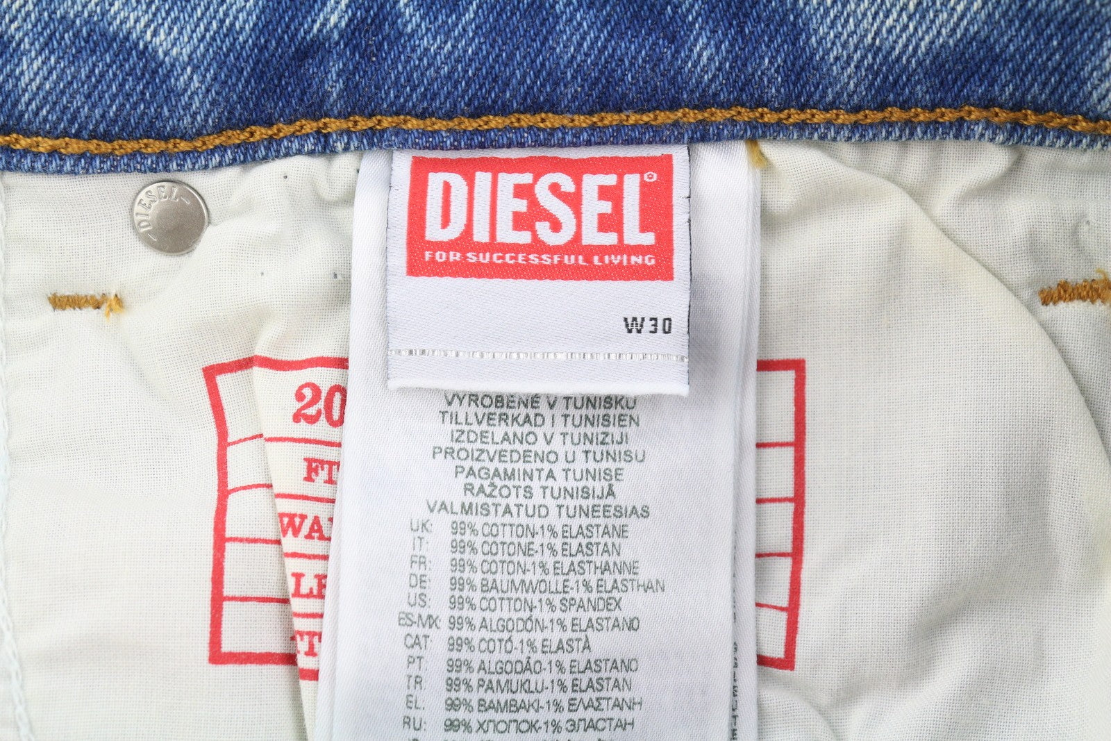 DIESEL 2005 D-Fining 09E86 Men Jeans W30/L32 Blue Faded Taper Regular