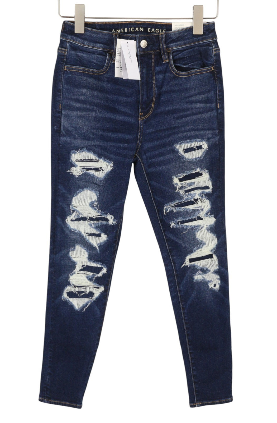 AMERICAN EAGLE OUTFITTERS Super Hi-Rise Jegging Women Jeans W27 Patch Stitch