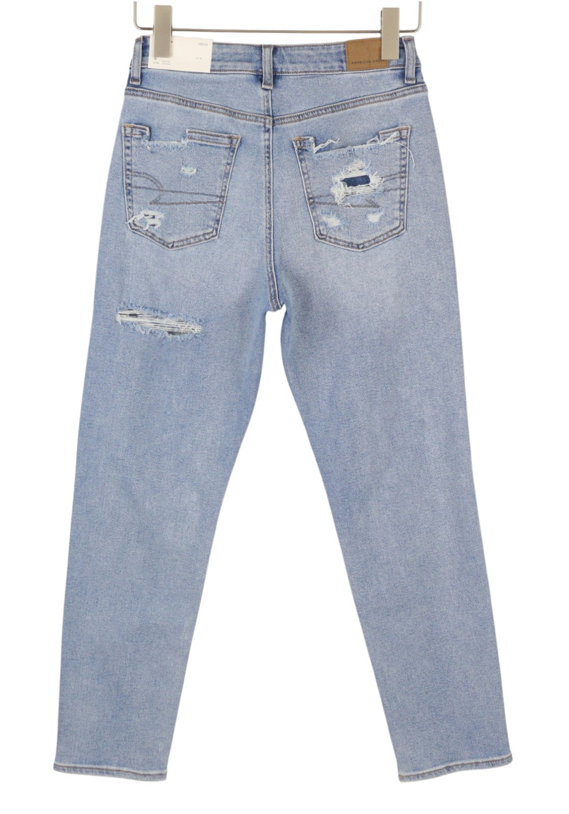 AMERICAN EAGLE OUTFITTERS Mom Women Jeans W27 Blue Patch Stretch Distressed