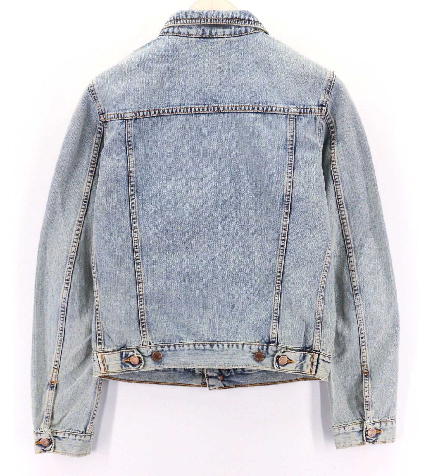 NUDIE JEANS Terry Men Jacket S Bleach Blue Denim Button Spread Collar