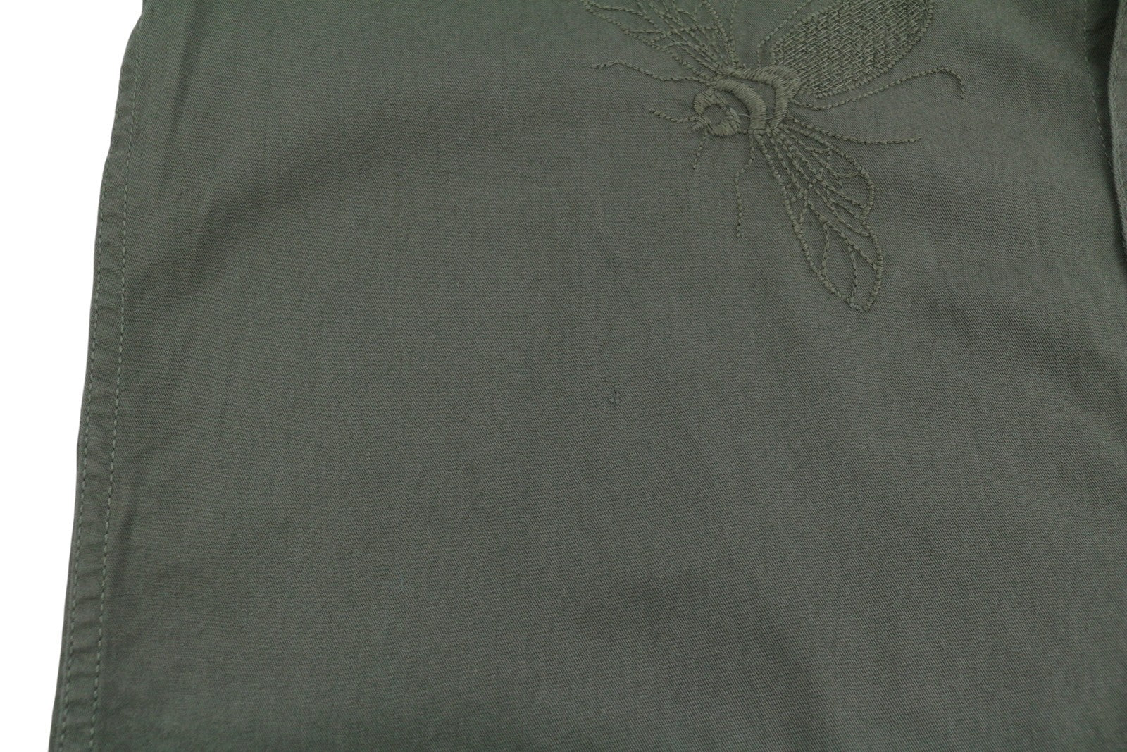 DESIGUAL Cam Marcos Men Shirt M Khaki Embroidered Button-Up Casual
