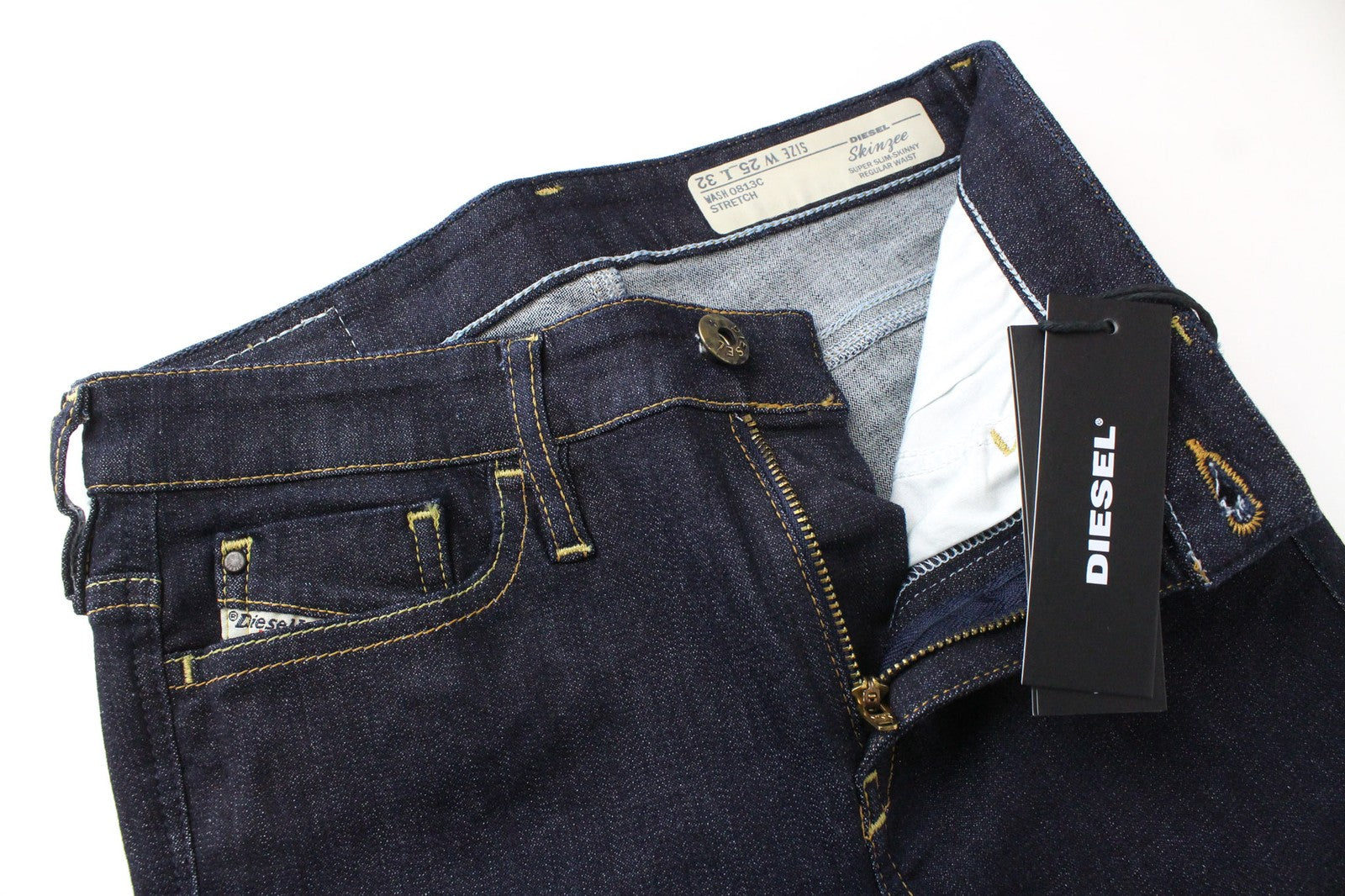 DIESEL Skinzee 0813C Women Jeans W25/L32 Blue Stretch Super Slim Skinny Fit