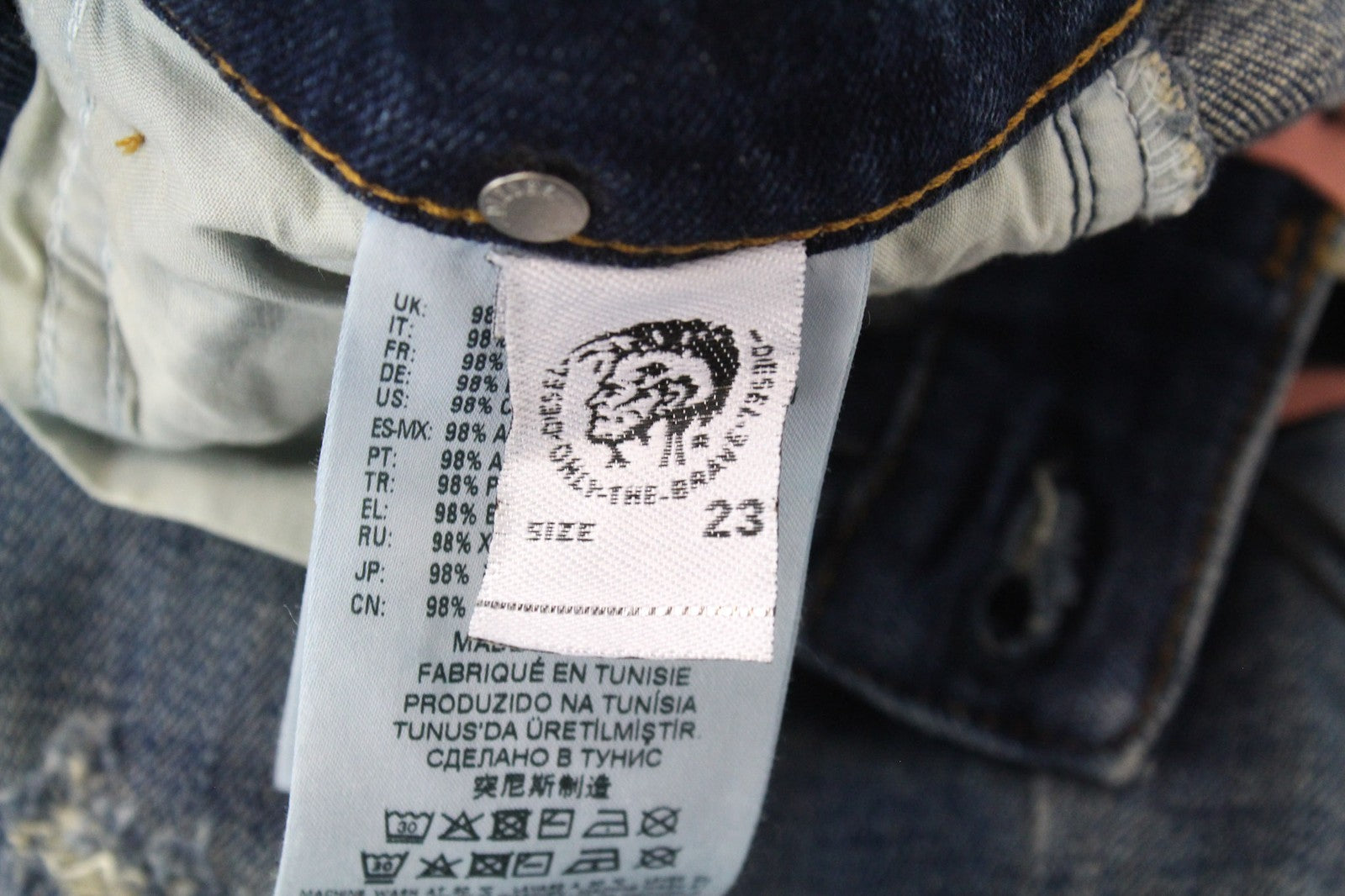 DIESEL D-Rifty 0890Y Women Jeans W23/L30 Blue Girls Slim Low Waist Distressed