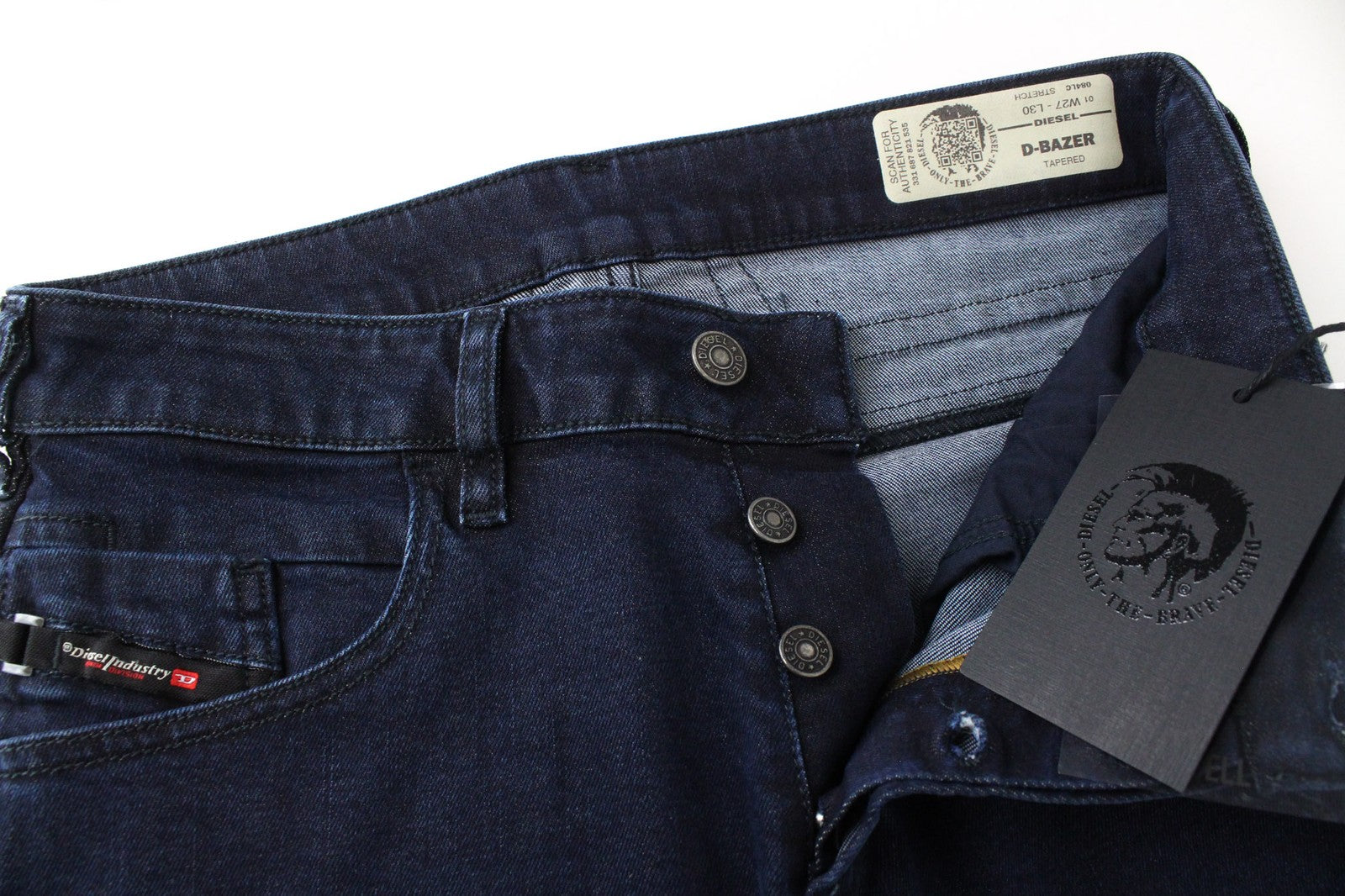 DIESEL D-Bazer 084LC Men Jeans W27/L30 Dark Blue Stretch Tapered Boys Button