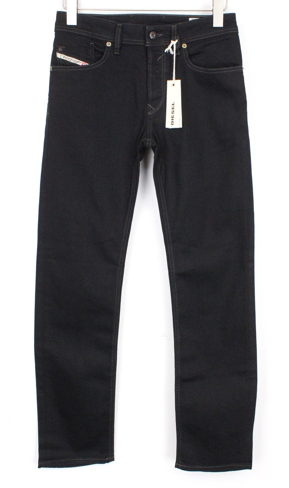 DIESEL Waykee 0886Z Men Jeans W27/L32 Black Stretch Regular Straight Button