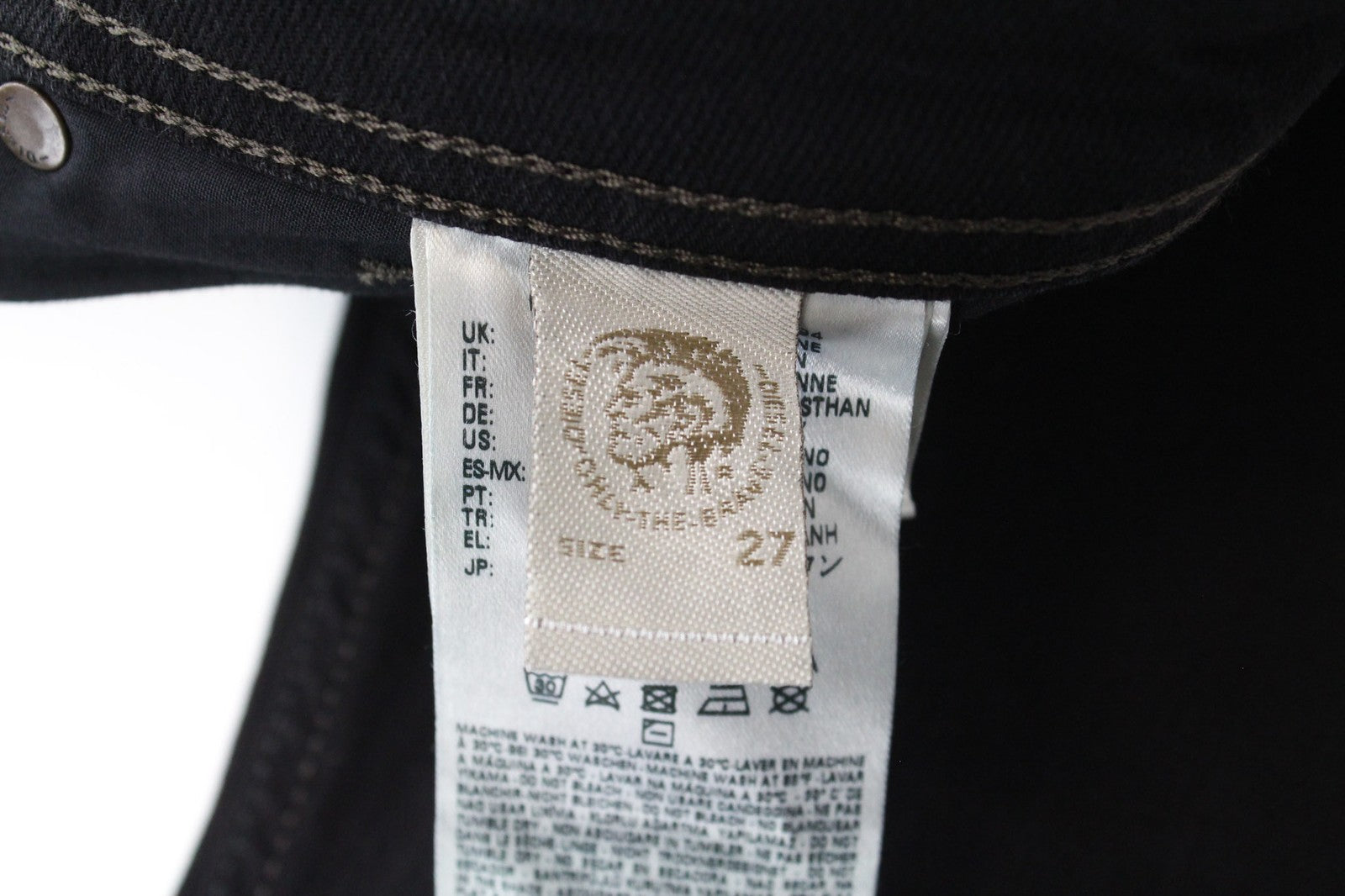 DIESEL Waykee 0886Z Men Jeans W27/L32 Black Stretch Regular Straight Button