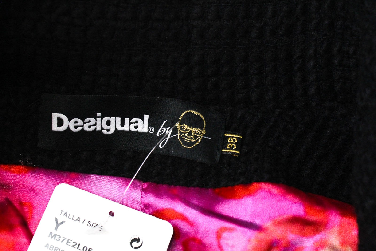 DESIGUAL L'Adoration Women Coat EU38 M Black Designer Wool Mid-Length Woven