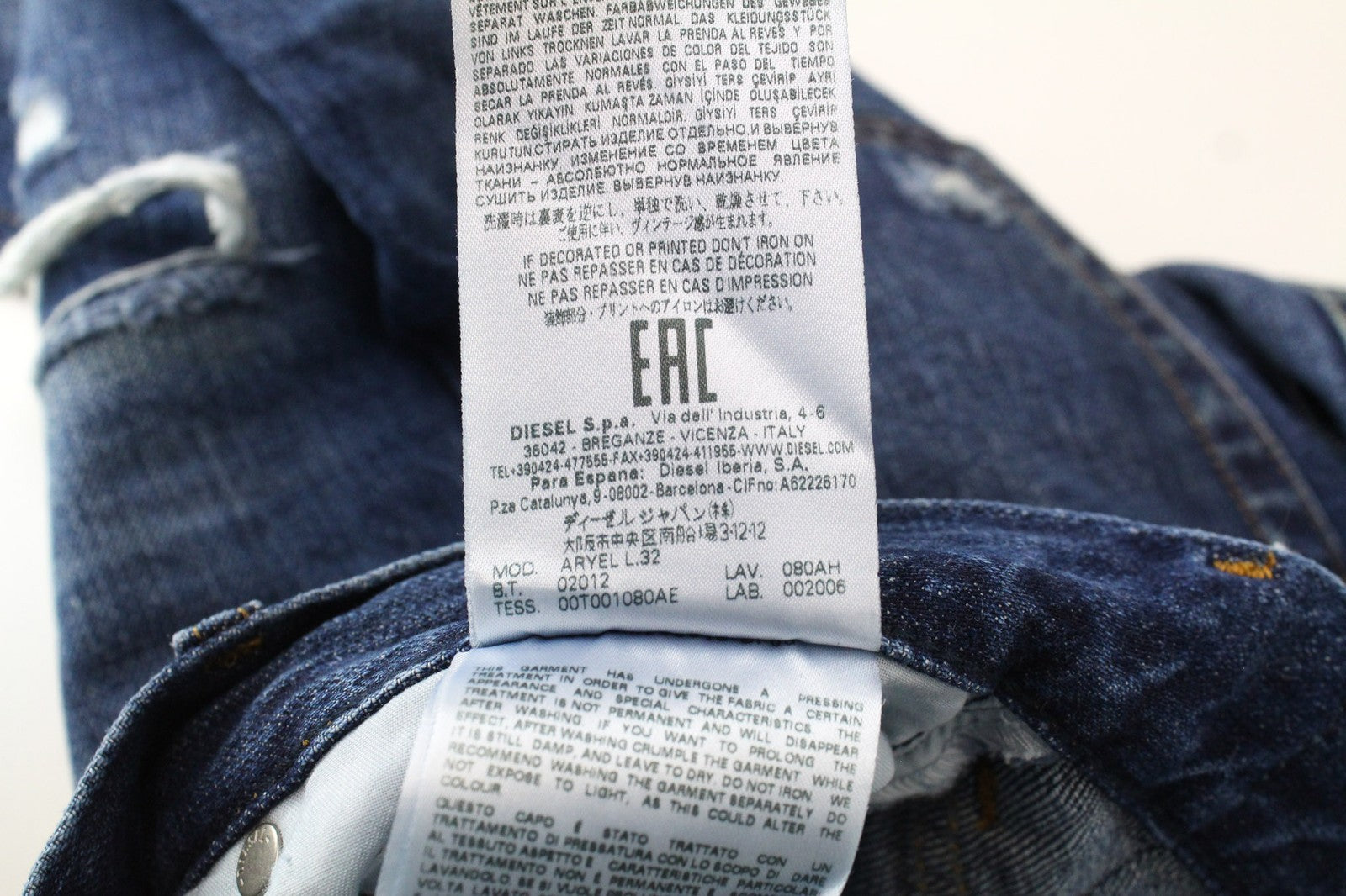 DIESEL Aryel 080AH Women Jeans W24/L32 Girls Straight Ripped Blue Pure Cotton