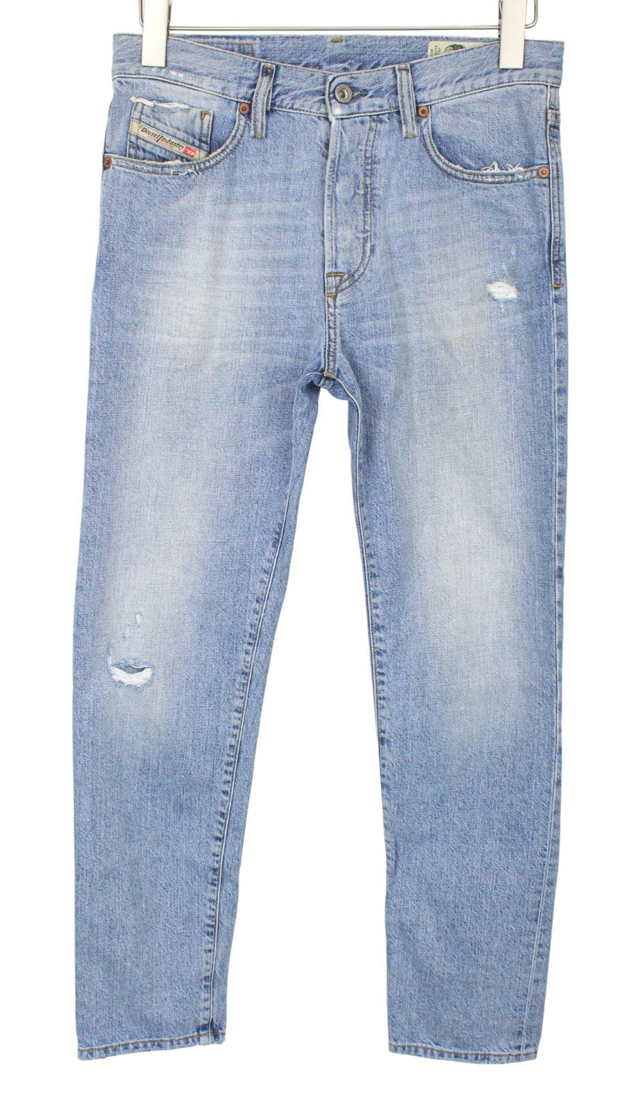 DIESEL Mharky 080AF Men Jeans W28/L32 Slim Skinny Pure Cotton Blue Distressed