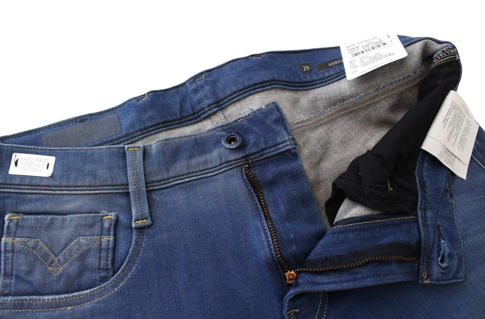 REPLAY Anbass Men Jeans W29/L32 Slim Fit Wash Cotton Stretch Blue 5-Pocket