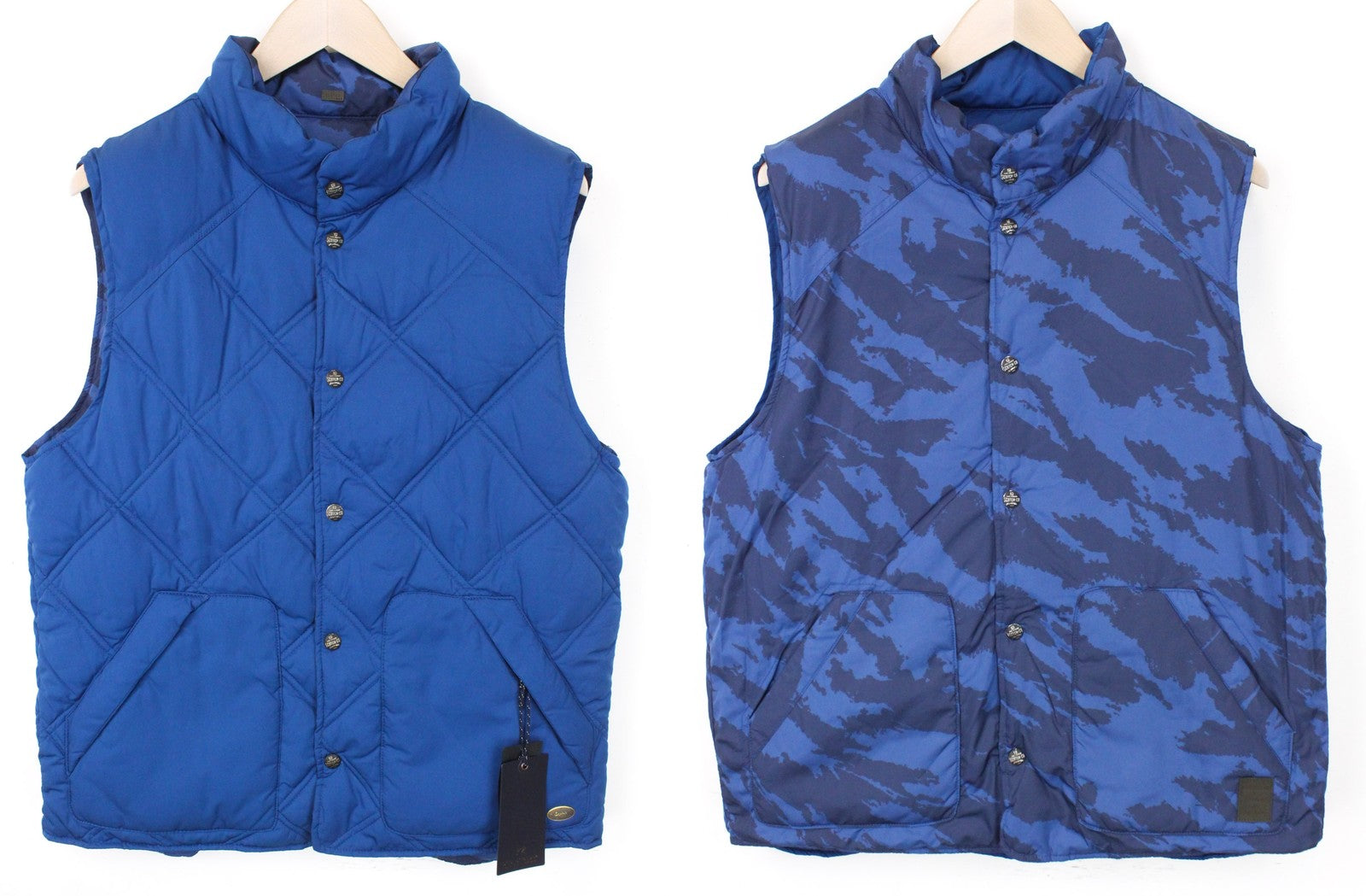 SCOTCH & SODA Ams Couture Men Waistcoat L Blue Reversible Padded Patterned