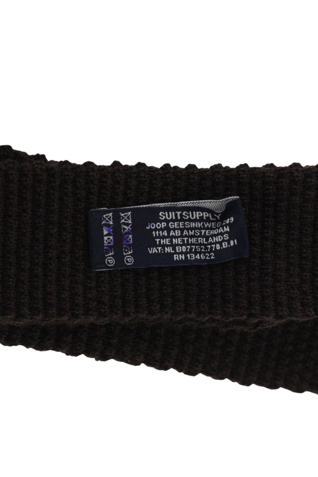 SUITSUPPLY Men Tie ~150 x 6 cm Dark Brown Pure Wool Knitted Squared-End