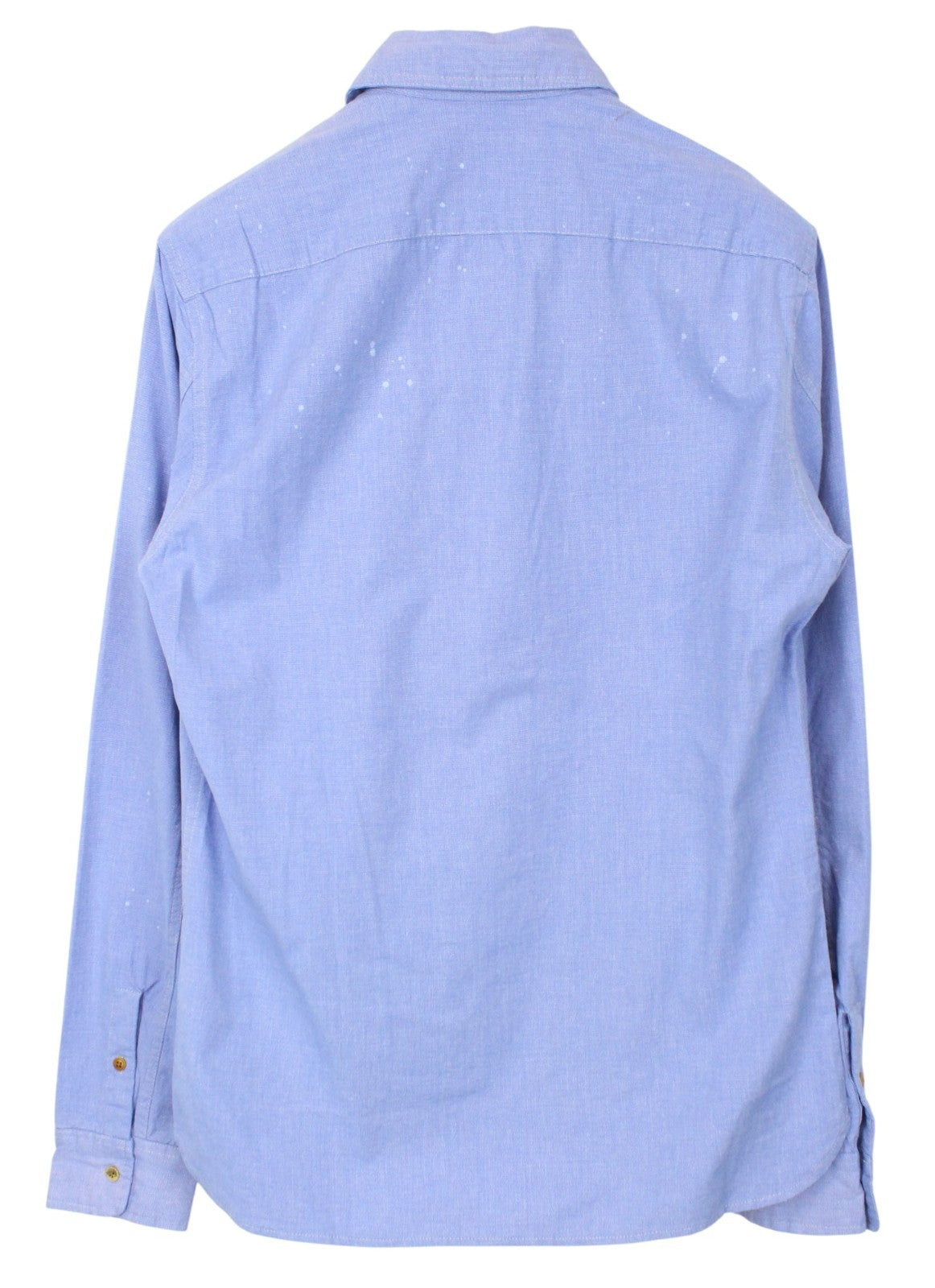 SCOTCH & SODA Men Shirt M Light Blue Melange Painted Cotton Classic Button Up