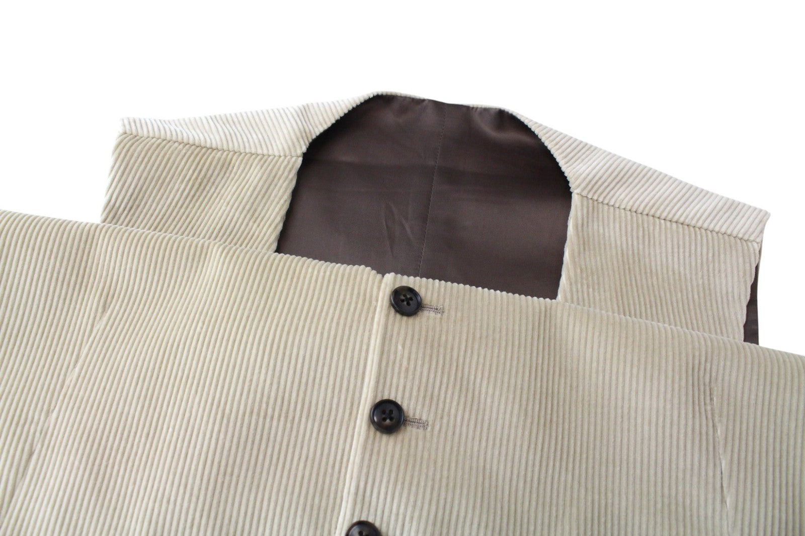 SUITSUPPLY Ferrara Men Suit UK46R Beige 2-Piece Slim Pure Cotton Corduroy Velvet