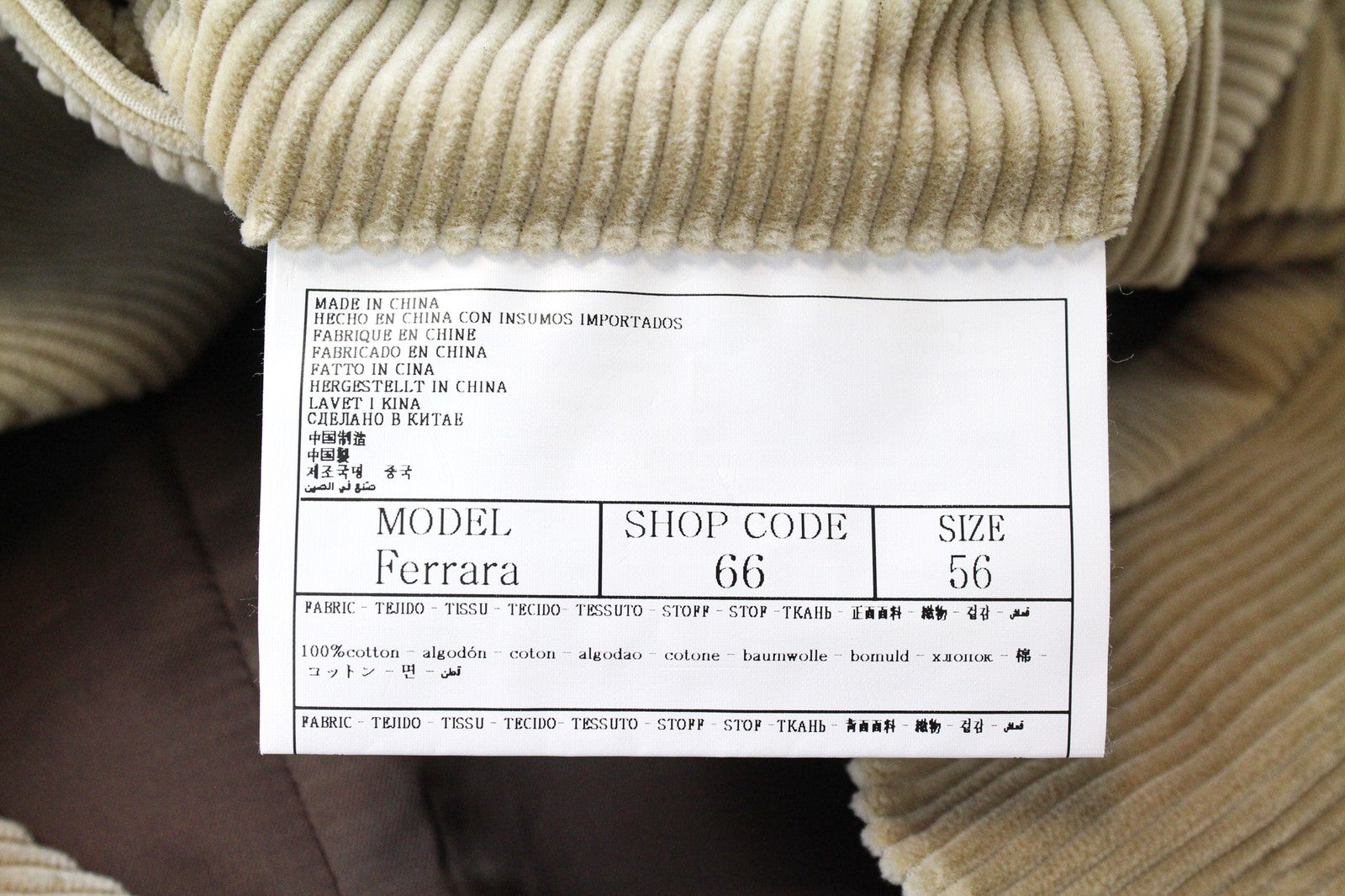 SUITSUPPLY Ferrara Men Suit UK46R Beige 2-Piece Slim Pure Cotton Corduroy Velvet