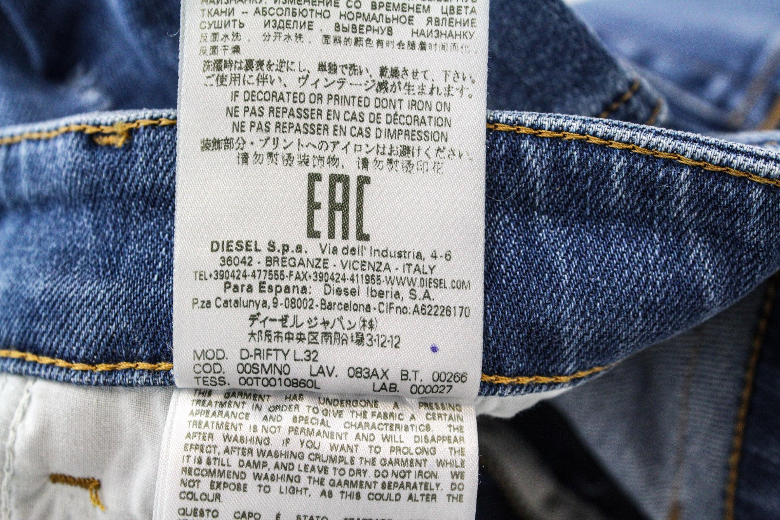 DIESEL D-Rifty 083AX Women Jeans W24/L32 Blue Stretch Ripped Girls Slim Low Rise