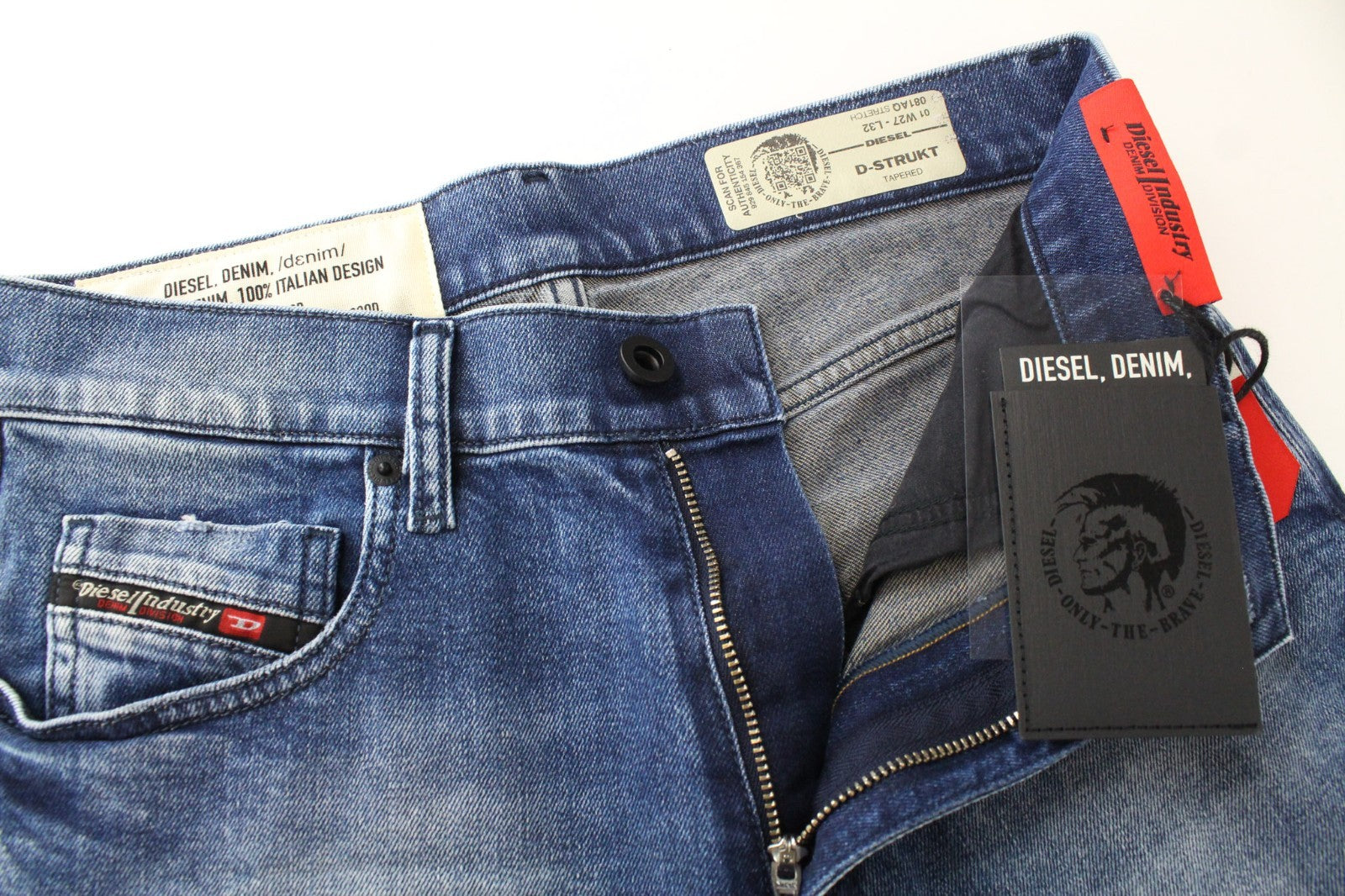 DIESEL D-Strukt 081AQ Men Jeans W27/L32 Distressed Blue Stretch Tapered Boys