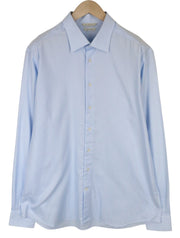 SUITSUPPLY Men Shirt 46-7/18L Twill Long Sleeved Slim Fit Blue Pure Cotton