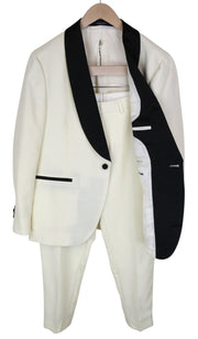 SUITSUPPLY La Spalla Men Suit UK42S Tux Off-White Black Pure Wool Formal 2 Piece