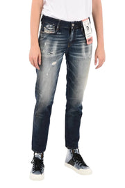 DIESEL D-Rifty 0092I Women Jeans W24/L30 Girls Slim Blue Cotton Stretch Ripped