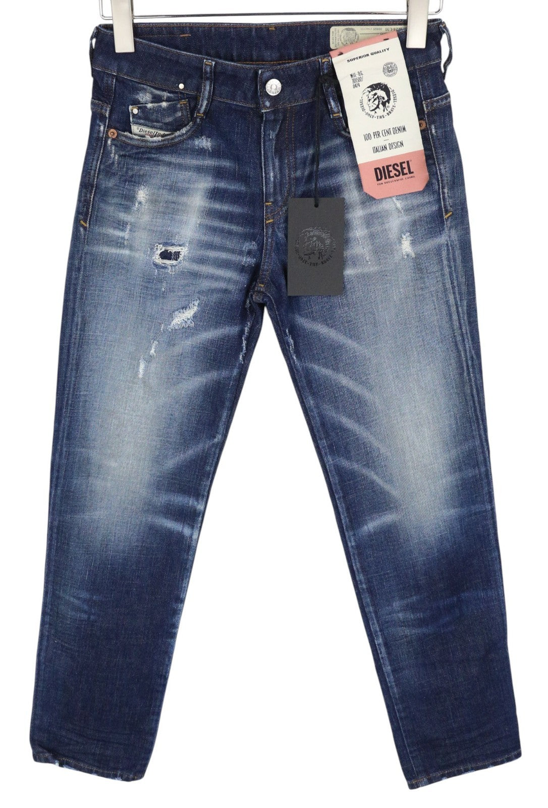 DIESEL D-Rifty 0092I Women Jeans W24/L30 Girls Slim Blue Cotton Stretch Ripped