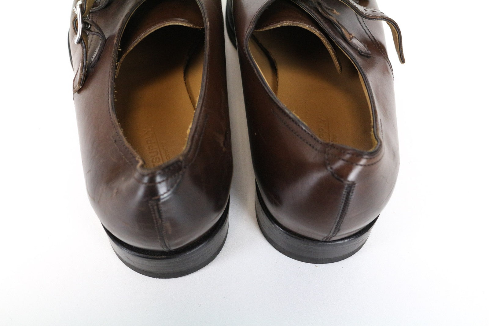 SUITSUPPLY Men Formal Shoes EU42.5 Brown Double-Buckled Genuine Leather