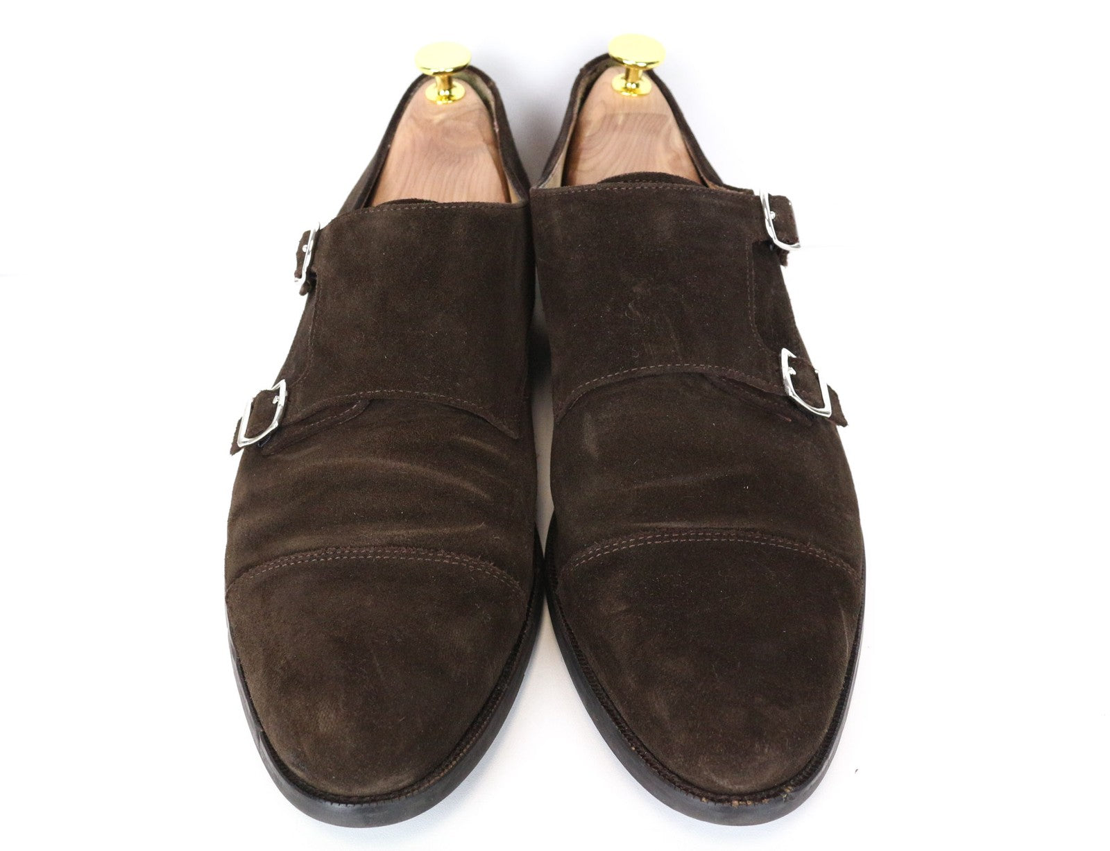 SUITSUPPLY Men Formal Shoes EU44 Brown Double-Buckled Suede Low-Top Classic