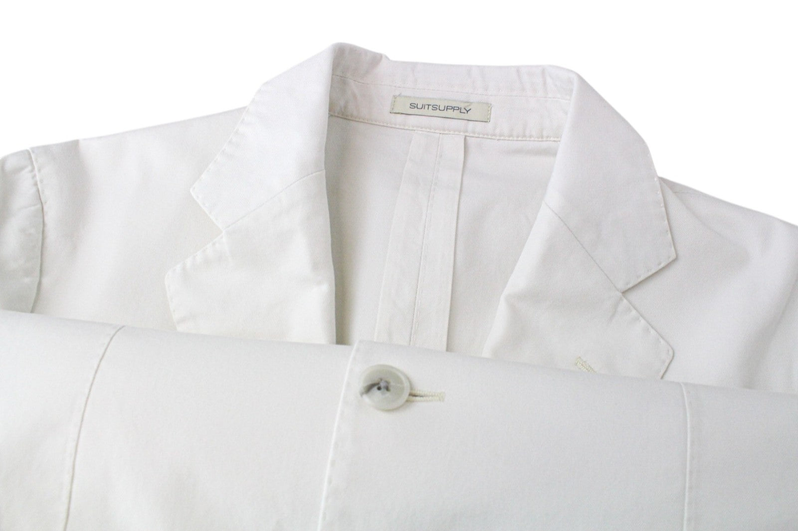 SUITSUPPLY Havana Jetted Men Blazer UK38R Twill White Slim Pure Cotton Unlined