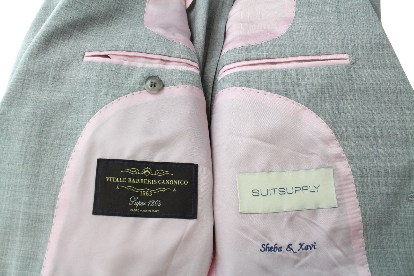 SUITSUPPLY La Spalla Men Suit UK34R Grey Slim 2-Piece Melange Pure Wool S120s