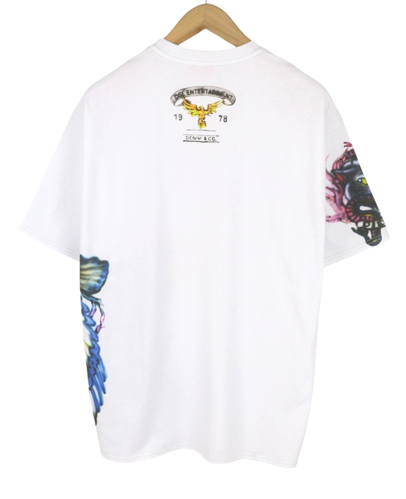 DIESEL T-Boxt-Q14 Men T-Shirt L White Patterned Cotton Tricot Short Sleeve