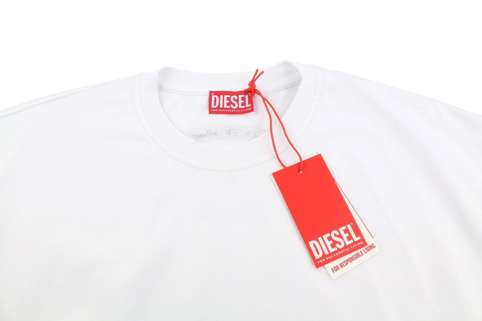 DIESEL T-Boxt-Q14 Men T-Shirt L White Patterned Cotton Tricot Short Sleeve