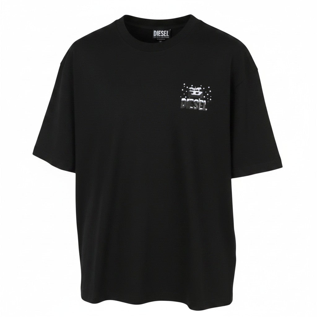 DIESEL T-Wash-XX Men T-Shirt XL Black Loose Fit Cotton Tricot Crew Short Sleeve
