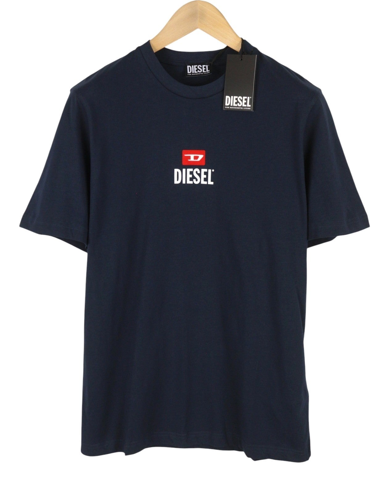 DIESEL T-Just-Small-New D Logo Men T-Shirt XL Blue Cotton Tricot Short Sleeve