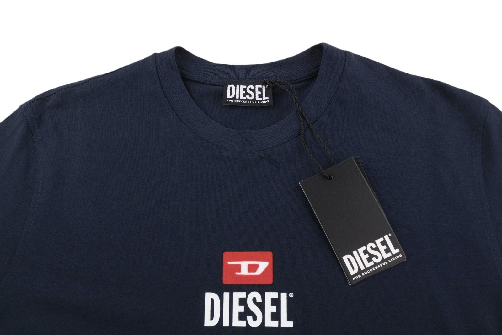 DIESEL T-Just-Small-New D Logo Men T-Shirt 2XL Blue Cotton Tricot Short Sleeve