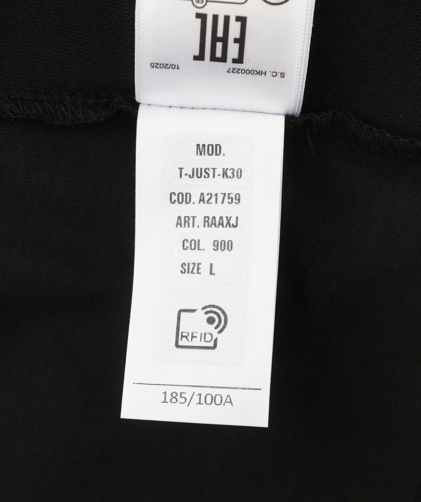 DIESEL T-Just-K30 Men T-Shirt L Black Cotton Tricot Crew Neck Short Sleeve