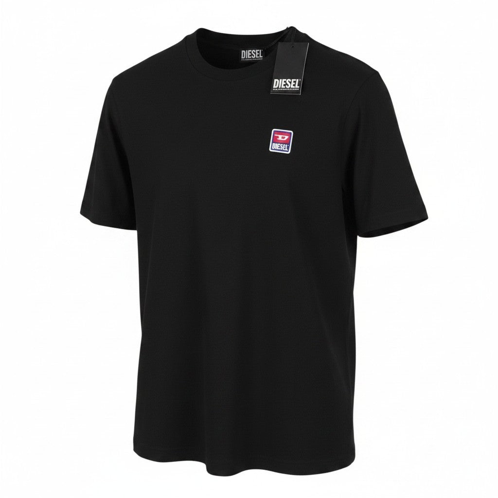 DIESEL T-Just 16 Men T-Shirt 2XL Black Cotton Tricot Crew Neck Short Sleeve